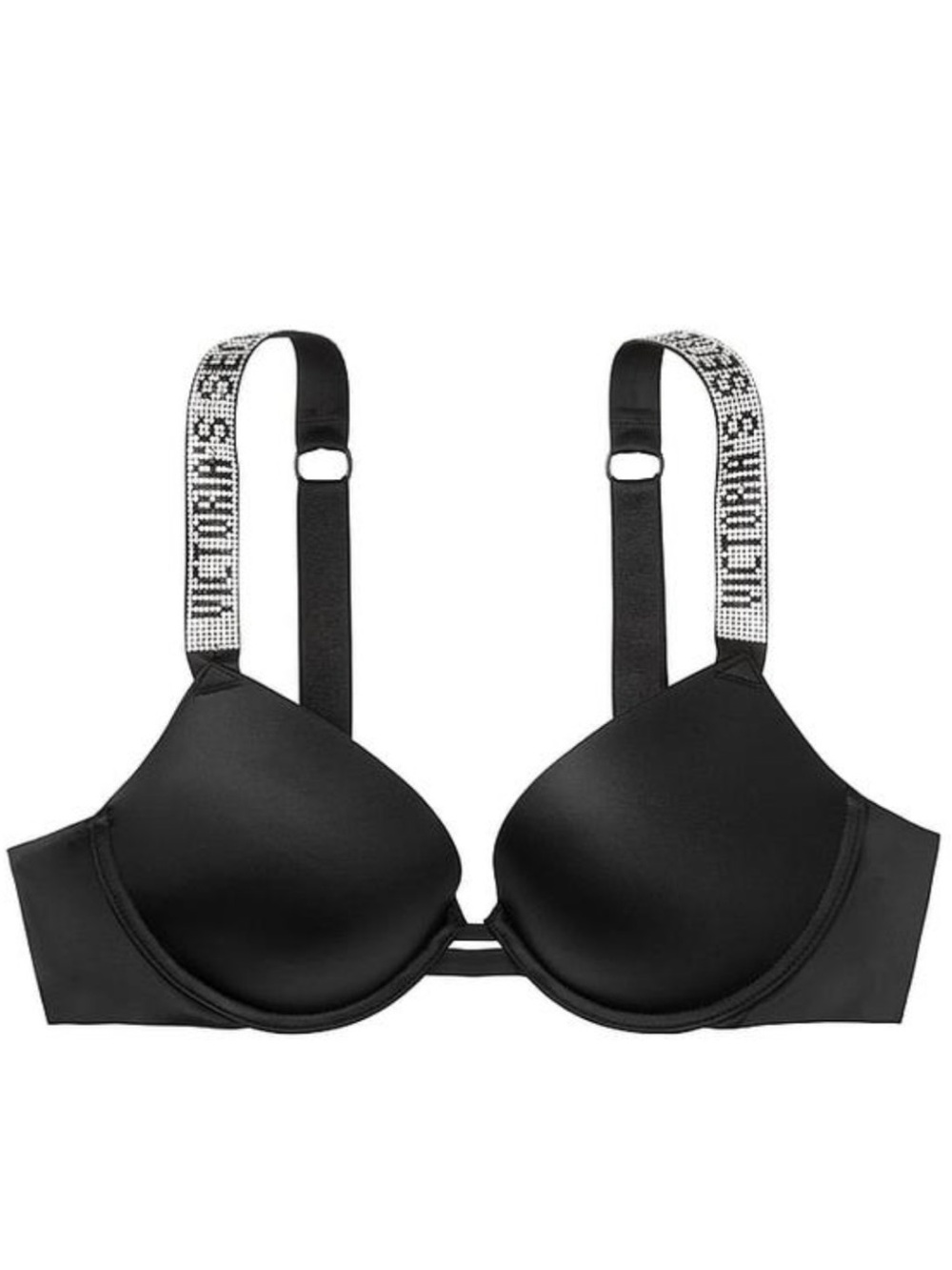 VICTORIA'S SECRET Black Satin Very Sexy Shine Strap Push-up Bra size 38C